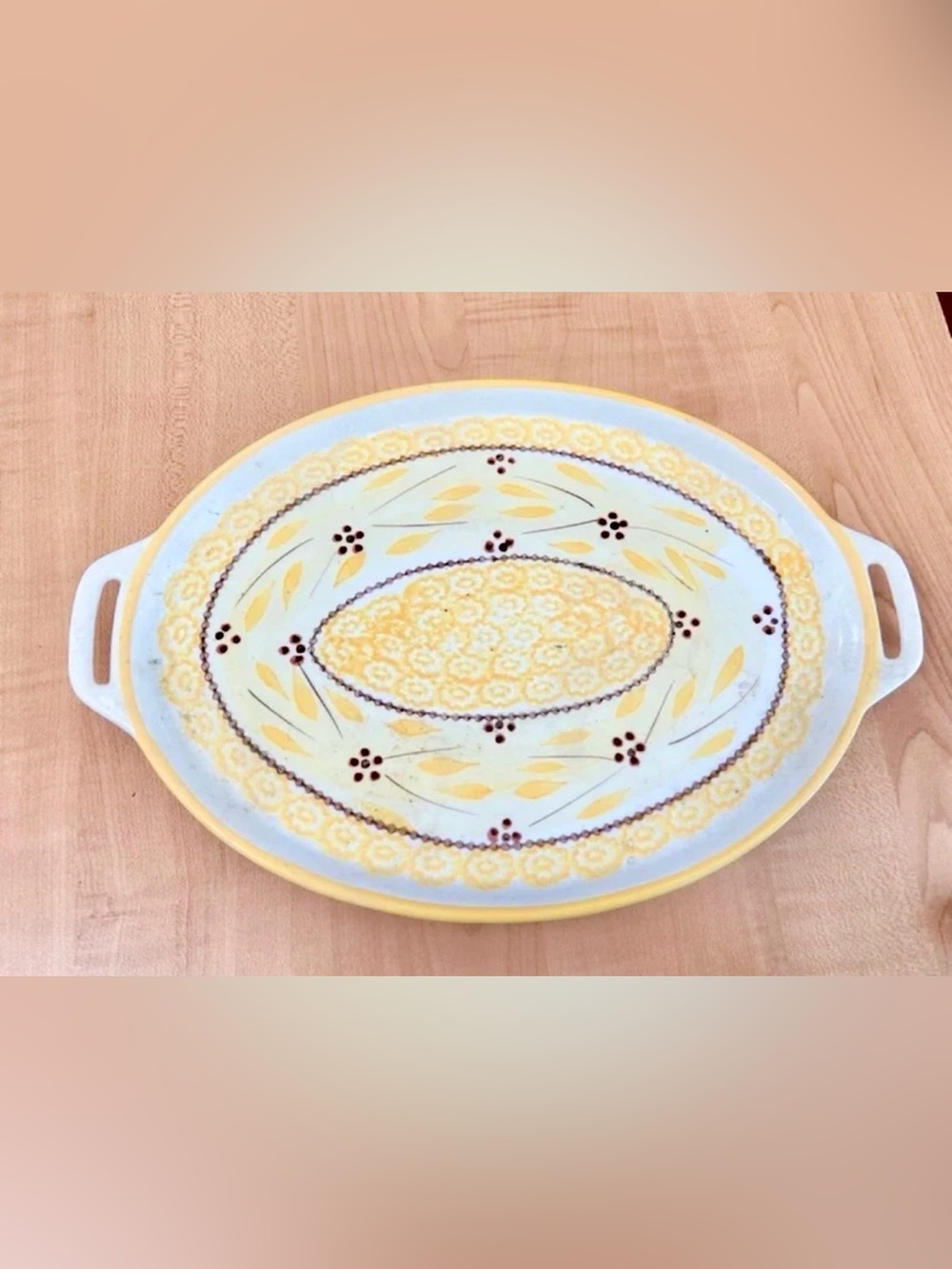temptations bakeware presentable ovenware old world yellow Tara serving tea tray